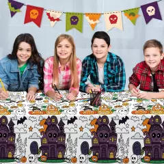 OHOME Halloween Decorations - Paper Coloring Tablecloth 54" x 88", 