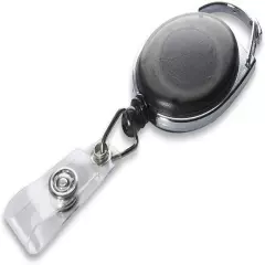 Plain Black Retractable Carabiners– Belt Clip Key Badge Ring Reel Functional NEW