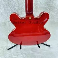 Custom Gloss Red ES-335 Semi-Hollow Electric Guitar Black Fretboard Gold Part