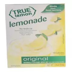 4 Pack TRUE LEMON Original Lemonade Drink Mix Gluten free, total 40ct