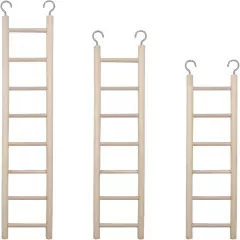 3-Piece Wooden Bird Ladder Set for Cage: 6, 7 & 8-Step Perches for Parrots