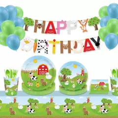 78PCS Farm Animal Party Supplies Tableware, Farm Birthday Party Decorations F...