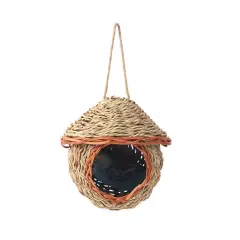 Bird Nest Hand-Woven Grass House For Small Parrot Canary Lovebird Parakeet 2024