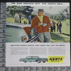 1958 HERTZ RENTAL CAR GOLF "SLAMMIN" SAM SNEAD SPORT GAME VINTAGE AD CV99