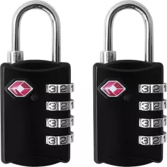 TSA Luggage Locks (2 Pack) - 4 Digit Combination Steel Padlocks - Approved Trave