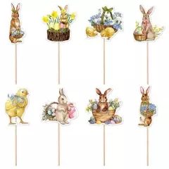 Easter Bunny Cupcake Toppers Happy Easter Bunnies Dessert Toppers Kids Birthday