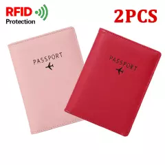 2Pcs Slim Leather Travel Passport Wallet RFID Blocking ID Card Case Cover