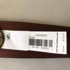 WOMEN'S LAUREN RALPH LAUREN FAUX SNAKE BROWN/MULTI COW LEATHER BELT LARGE NWT