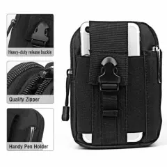 Waterproof Black Tactical Molle Pouch Belt Waist Pack Bag Military Waist Pocket