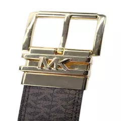 Michael Kors Women's Buckle Closure Monogram Textured Belt Brown Size L