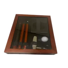 Vintage executive putter set in wooden display case. New International Silver Co