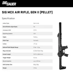 SIG SAUER MCX Gen 2 .177 Cal 17.7in 30rd Black Semi-Automatic Air Rifle