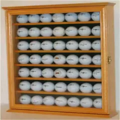 49 Golf Ball Display Case Rack Cabinet with Real Glass Door, Solid Wood, Lock