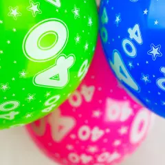 40th Birthday Balloons With Printed Numbers Party Latex Quality - Pack of 10