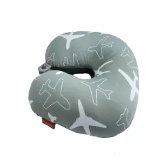 New Print U Shape Micro Bead Travel Pillow Neck Support Cushion Airplane Gray