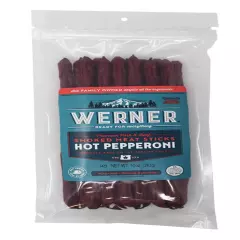 Werner Hot Pepperoni Meat Sticks - 14 Count Bulk Spicy Meat Sticks, 10 Ounce Res