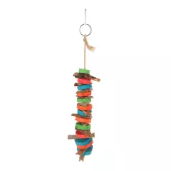 Parrot Chewing Toys Natural Bark Relieve Stress Colorful Wood Hanging Chewing