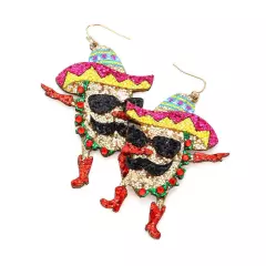 Glittered Hat Taco Dangle Earrings