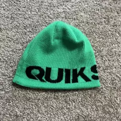 Quiksilver Beanie Adult OSFM Green Black Spell Out Knit Acrylic Skully Y2K