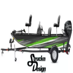 Boat Wrap Gray Black Green Vinyl Graphic Decal Kit Fishing Abstract Angled Lines