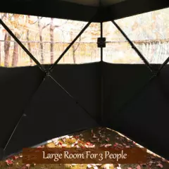 3 Person Portable Hunting Blind Surround View Pop-Up Tent w/ Slide Mesh Window