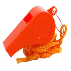 100-pack Orange Plastic Whistle With 14" Lanyard