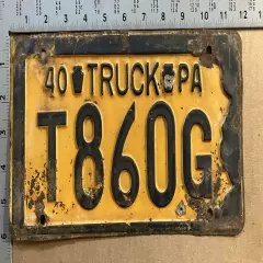 1940 Pennsylvania truck license plate T 860 G Ford Chevy Dodge 8735