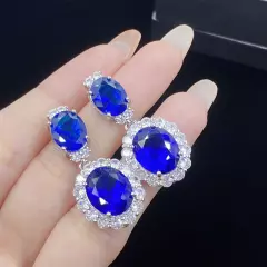 New Mix Color Fashion Jewelry Sapphire Blue Topaz Gemstone Women Silver Earring