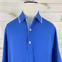 FootJoy Mens Royal Blue Cactus Classic Logo Golf Pique Polo Shirt. Size Large