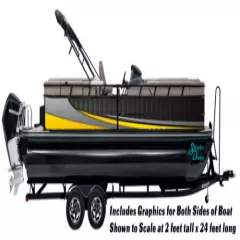 Yellow Gray Lines Black Stripe Graphic Kit Decal Fishing Boat Wrap Pontoon Vinyl