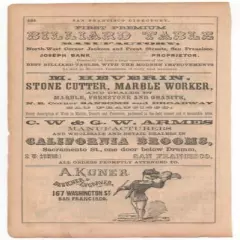 1880 San Francisco Gun & Billiard Maker Advertisement Klepzig Co & Joseph Bank 