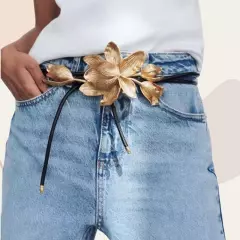 ZARA NEW WOMAN BNWT SS24 FLOWER CORD BELT GOLDEN ONE SIZE 4548/056