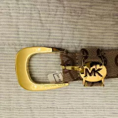 Michael Kors Women’s Monogram Belt With Gold Buckle Sz M