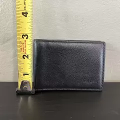 COACH BLACK PEBBLE LEATHER COMPACT WALLET / BILLFOLD