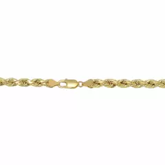 10k Yellow Gold Light 2mm-7mm D/Cut Rope Chain Necklace Size 16"-30" Hollow