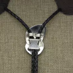 Navajo Sterling Silver Etched Bear Paw Bolo Tie By Kenneth Jones