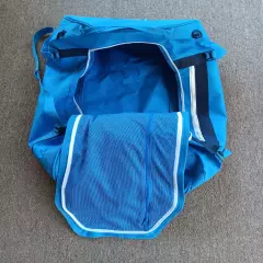 90L Helly Hansen Duffle Bag, Blue, padded shoulder straps, zipper pouches