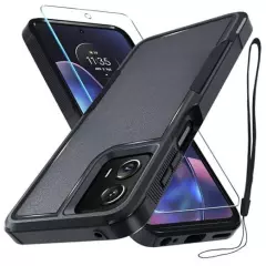  Case Compatible with Full Body Heavy Duty Rugged Moto G 5G 2024 Black Matte