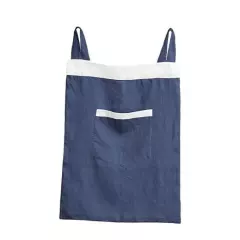 100% Linen Door Hanging Laundry Hamper, Hanging Laundry Bag 20"x27" Navy Blue