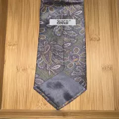 Isaco Paisley Green Multicolor Silk Tie - 58L 3.75W