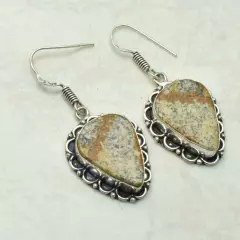 Picture Jasper Handmade Drop Dangle Earrings Jewelry Gift For Her 1.6" AE-58134