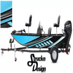 Boat Wrap Kit Blue Cyan Abstract Graphic Modern Fishing Bass Fish Vinyl Decal 