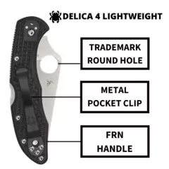 Spyderco C11FPSBKRD Delica 4 Lightweight Knife w CombinationEdge Cutting