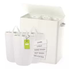 Clothes Hamper with Lid, 160l Large Hamper for Laundry Basket 3 160L beige