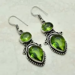 Peridot Handmade Drop Dangle Earrings Jewelry Mother's Day Gift 2.08" AE-52935