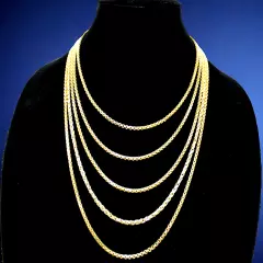 10K Yellow Gold 1.5mm-2.5mm Round Box Chain Necklace Bracelet Real Gold 7"-30"