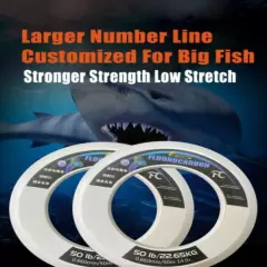 LUNYANG 100% Fluorocarbon Fishing Line 50M 50LB 22.65KG High Strength Density 