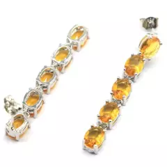 Highly Recommend Golden Citrine For Ladies Party Daily Wear Silver Earrings 