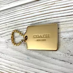 COACH Big Gold Metal Hang Tag Keychain Purse Fob Bag Charm