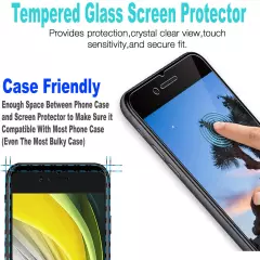 For iPhone SE 8 7 Plus 6s Case Phone Cover Shockproof Ring Stand+ Tempered Glass